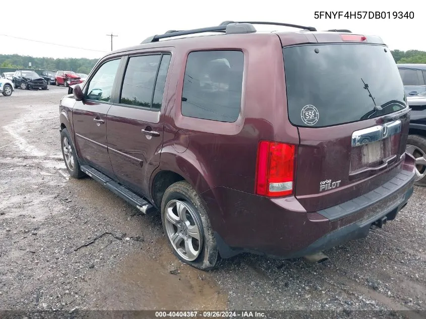 2013 Honda Pilot Exl VIN: 5FNYF4H57DB019340 Lot: 40404367