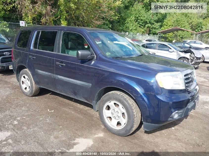 2013 Honda Pilot Lx VIN: 5FNYF3H22DB042816 Lot: 40428148