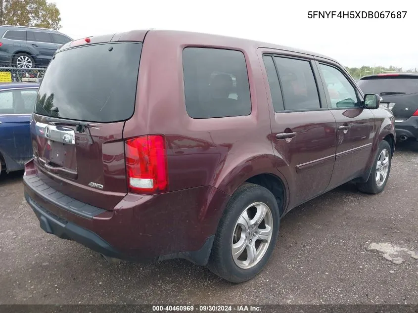 5FNYF4H5XDB067687 2013 Honda Pilot Exl