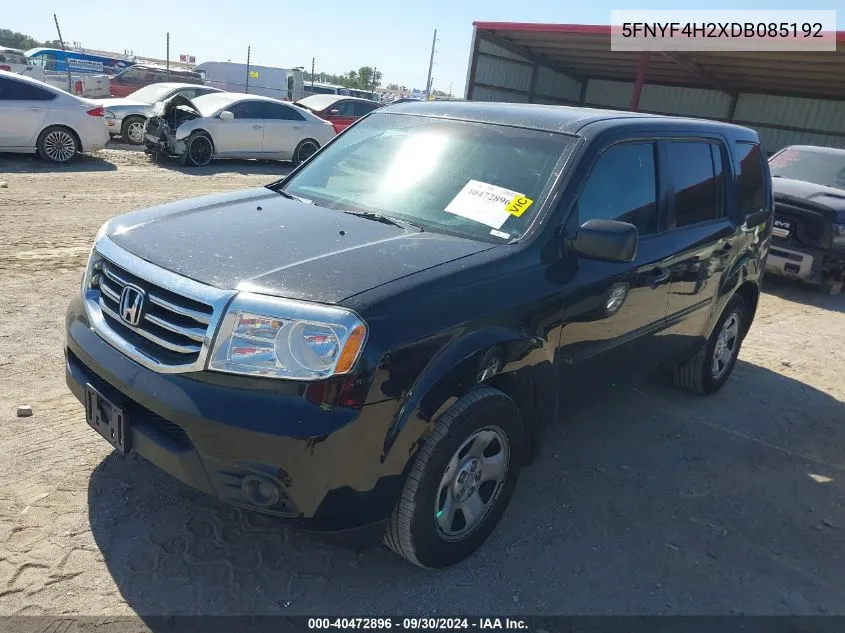 5FNYF4H2XDB085192 2013 Honda Pilot Lx