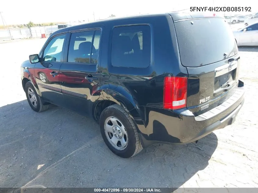 5FNYF4H2XDB085192 2013 Honda Pilot Lx