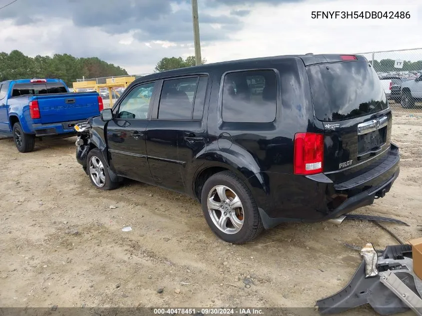 2013 Honda Pilot Ex-L VIN: 5FNYF3H54DB042486 Lot: 40478451