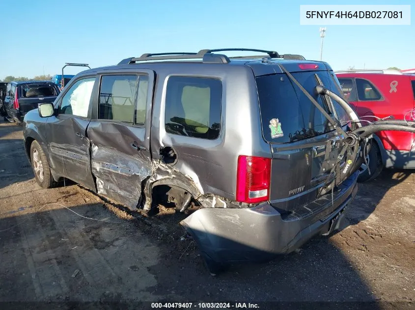 2013 Honda Pilot Ex-L VIN: 5FNYF4H64DB027081 Lot: 40479407