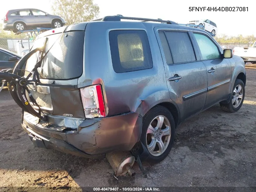 2013 Honda Pilot Ex-L VIN: 5FNYF4H64DB027081 Lot: 40479407