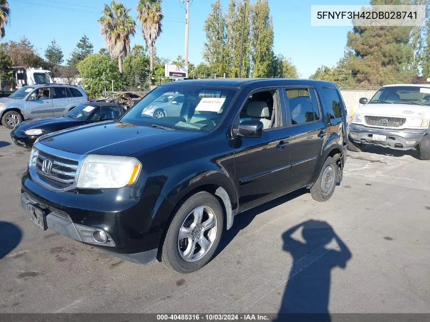 2013 Honda Pilot Ex VIN: 5FNYF3H42DB028741 Lot: 40485316