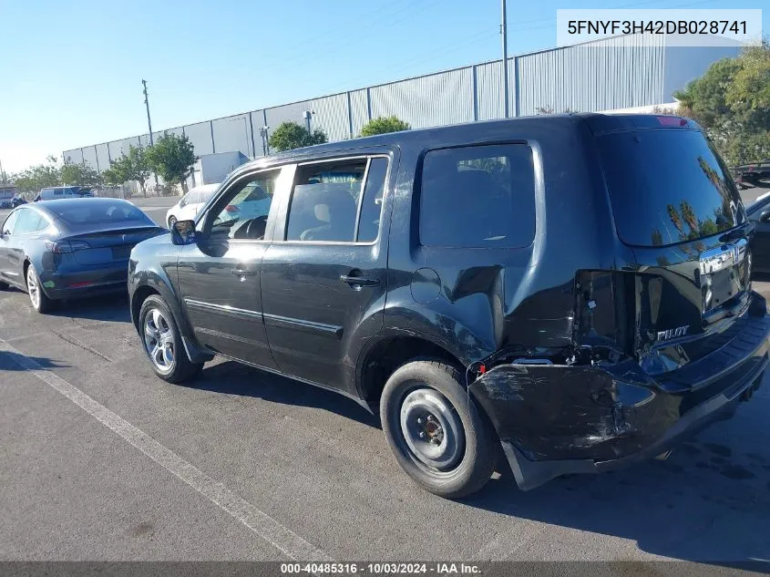 2013 Honda Pilot Ex VIN: 5FNYF3H42DB028741 Lot: 40485316