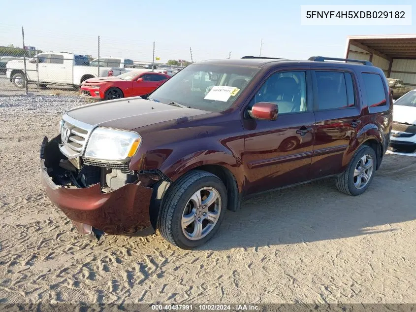 2013 Honda Pilot Ex-L VIN: 5FNYF4H5XDB029182 Lot: 40487991