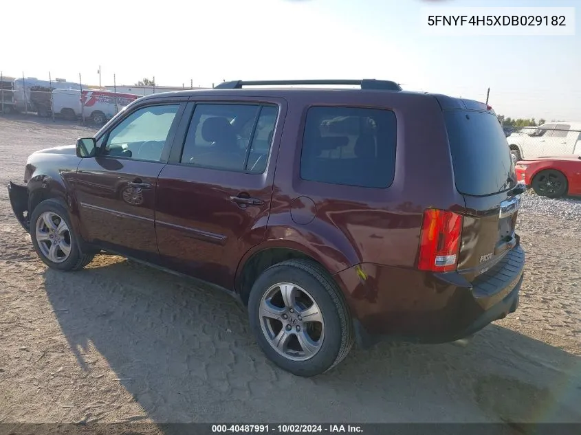 2013 Honda Pilot Ex-L VIN: 5FNYF4H5XDB029182 Lot: 40487991