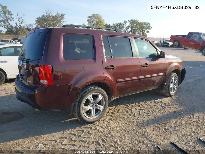 2013 Honda Pilot Ex-L VIN: 5FNYF4H5XDB029182 Lot: 40487991