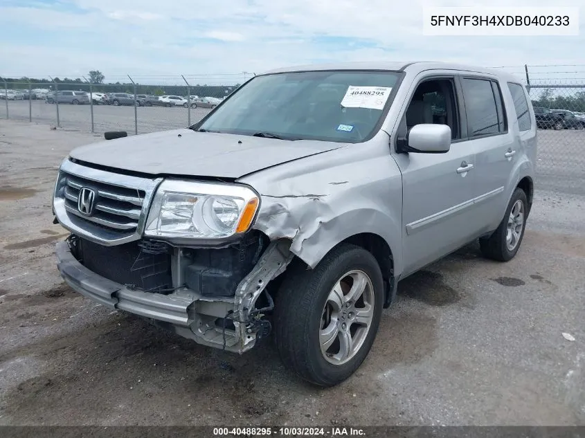 2013 Honda Pilot Ex VIN: 5FNYF3H4XDB040233 Lot: 40488295