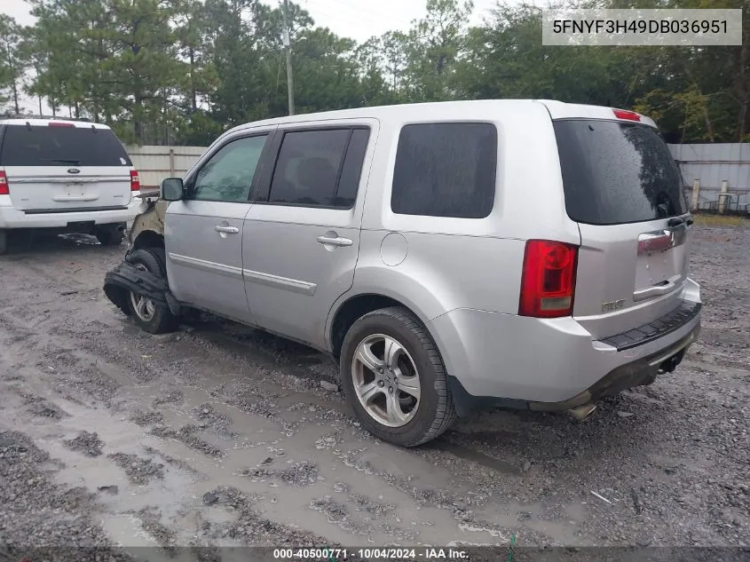 2013 Honda Pilot Ex VIN: 5FNYF3H49DB036951 Lot: 40500771