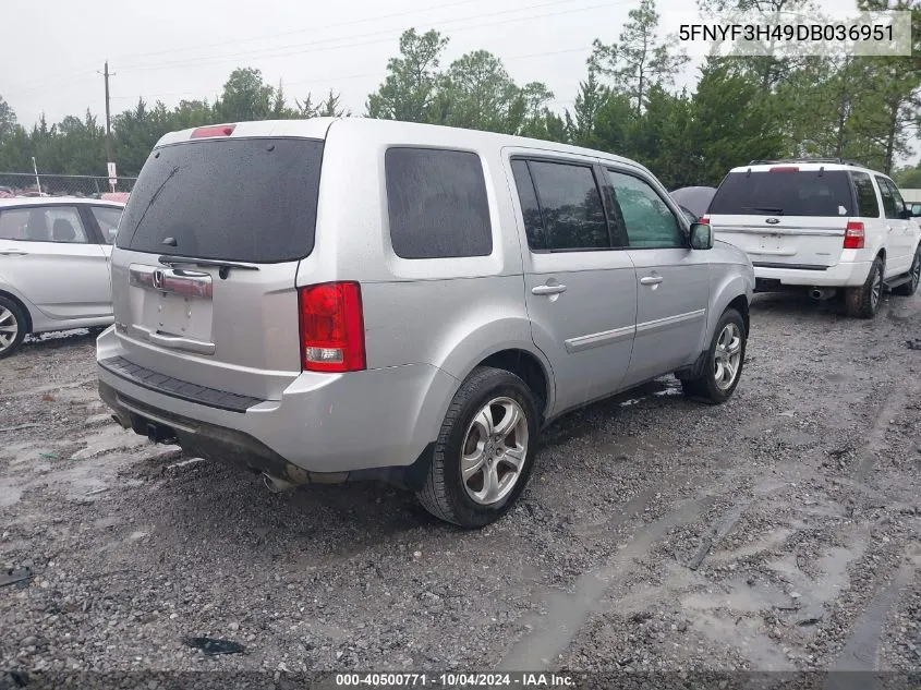 2013 Honda Pilot Ex VIN: 5FNYF3H49DB036951 Lot: 40500771