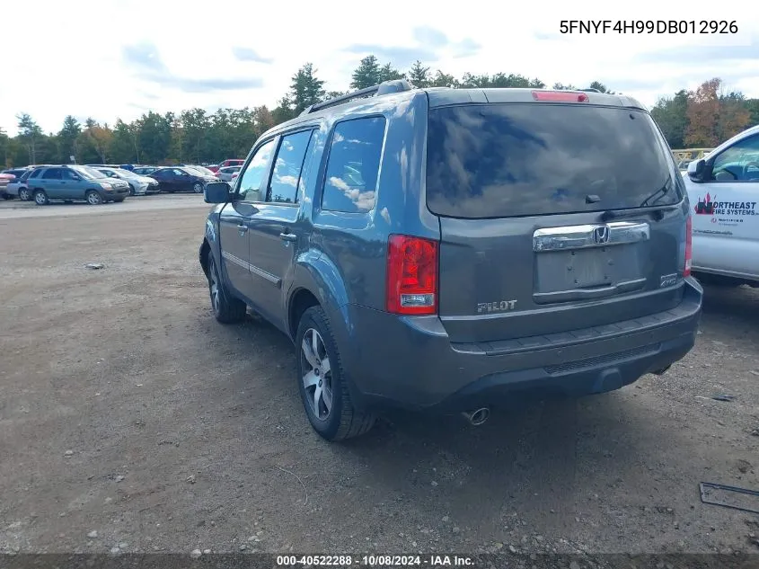 2013 Honda Pilot Touring VIN: 5FNYF4H99DB012926 Lot: 40522288