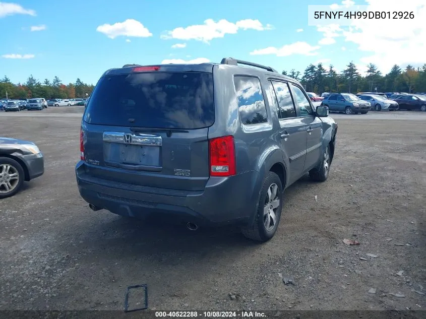 2013 Honda Pilot Touring VIN: 5FNYF4H99DB012926 Lot: 40522288