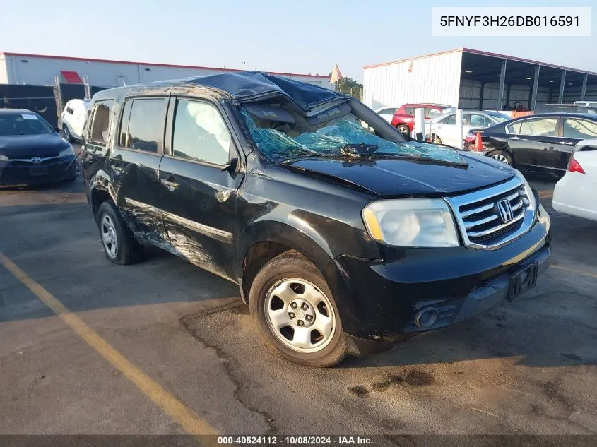 2013 Honda Pilot Lx VIN: 5FNYF3H26DB016591 Lot: 40524112