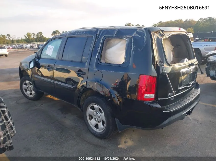 5FNYF3H26DB016591 2013 Honda Pilot Lx