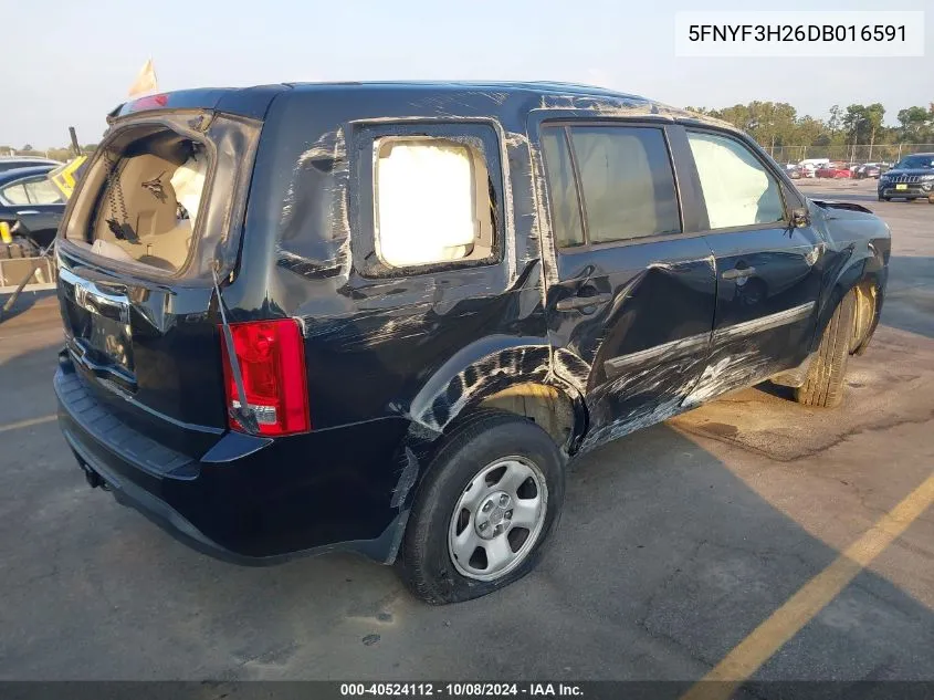 5FNYF3H26DB016591 2013 Honda Pilot Lx