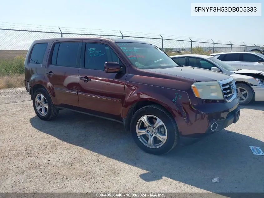 2013 Honda Pilot Exl VIN: 5FNYF3H53DB005333 Lot: 40528440