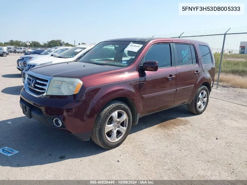 2013 Honda Pilot Exl VIN: 5FNYF3H53DB005333 Lot: 40528440