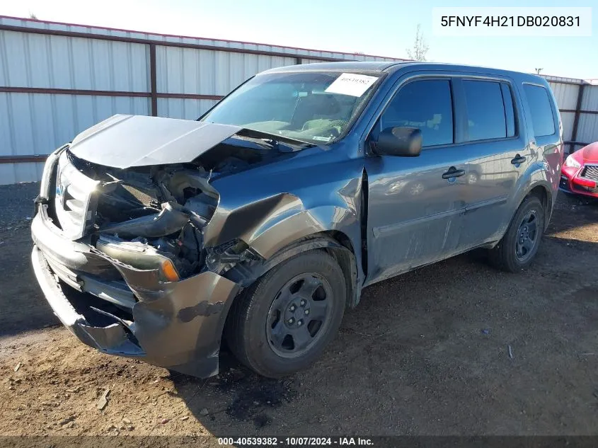 2013 Honda Pilot Lx VIN: 5FNYF4H21DB020831 Lot: 40539382