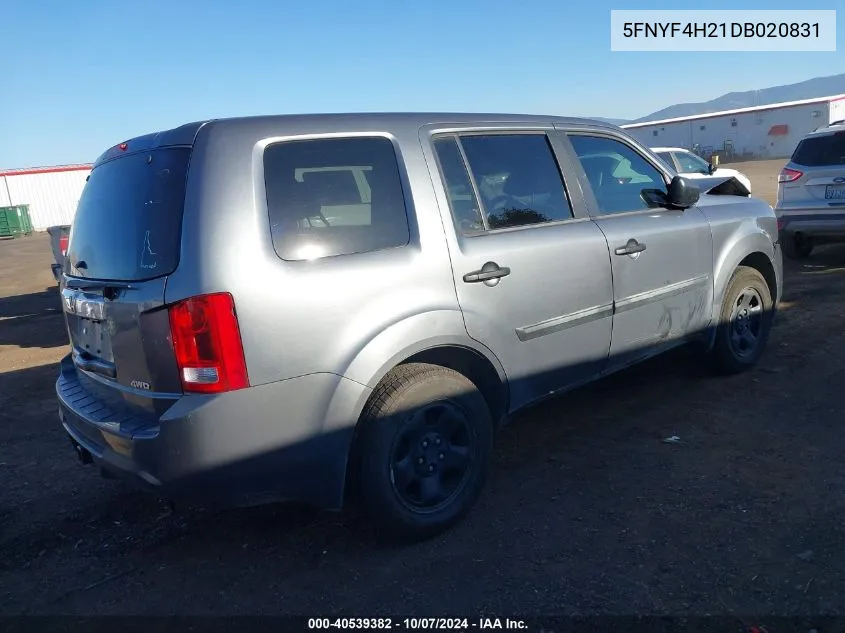 5FNYF4H21DB020831 2013 Honda Pilot Lx