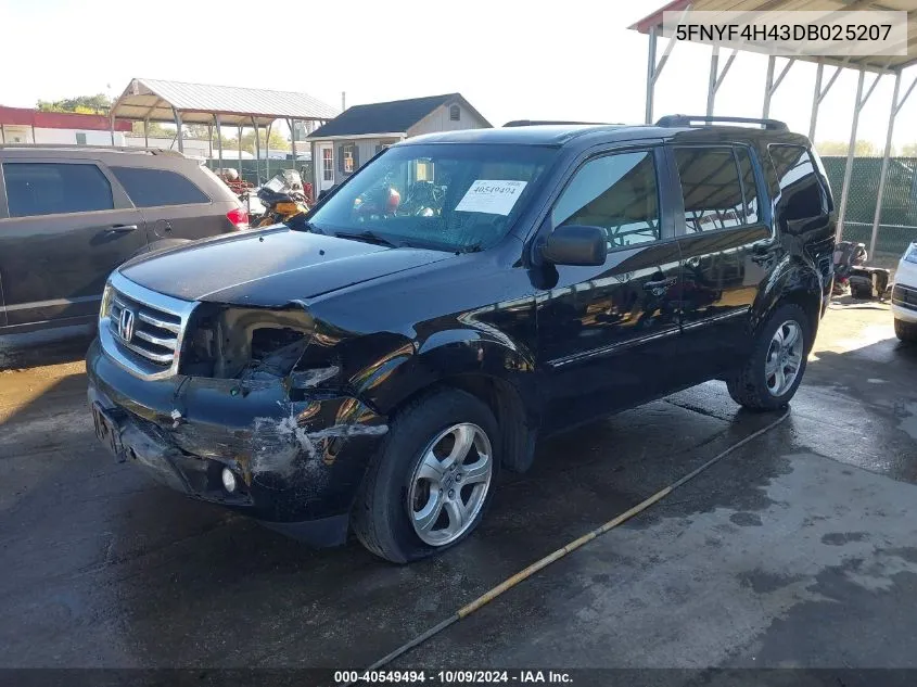 2013 Honda Pilot Ex VIN: 5FNYF4H43DB025207 Lot: 40549494