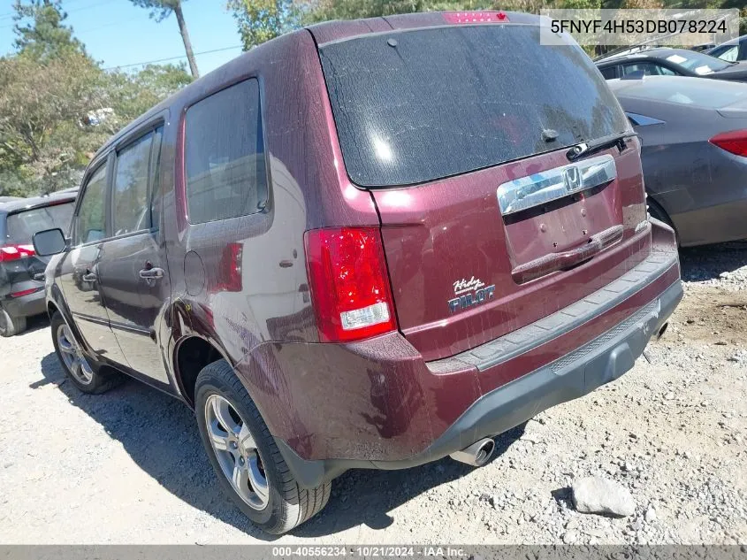 2013 Honda Pilot Exl VIN: 5FNYF4H53DB078224 Lot: 40556234