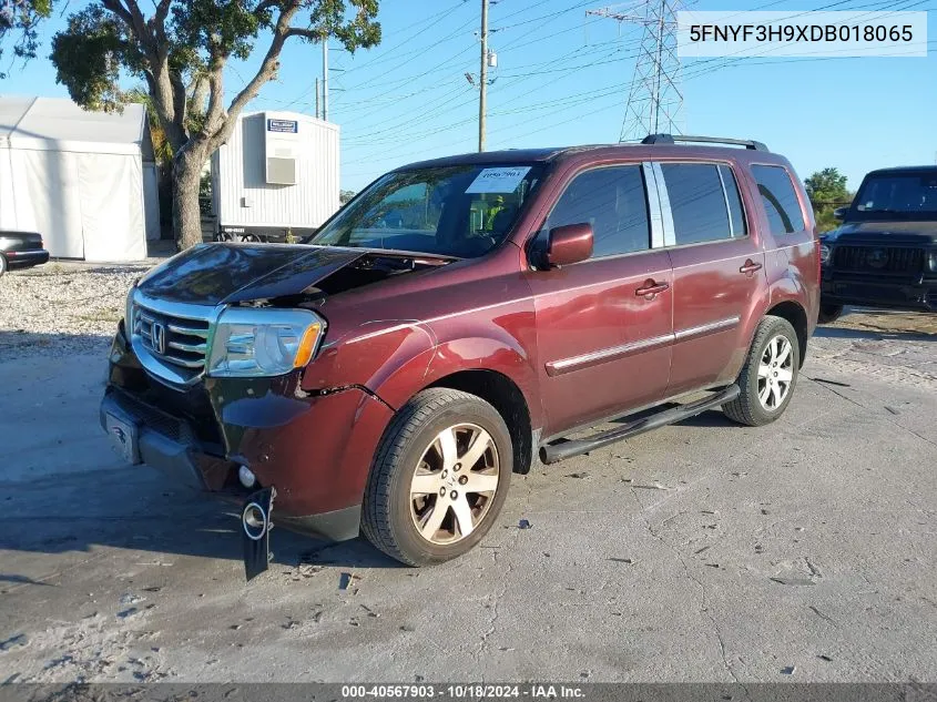 2013 Honda Pilot Touring VIN: 5FNYF3H9XDB018065 Lot: 40567903