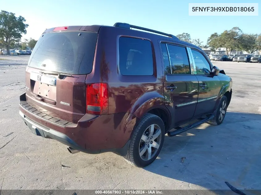 2013 Honda Pilot Touring VIN: 5FNYF3H9XDB018065 Lot: 40567903