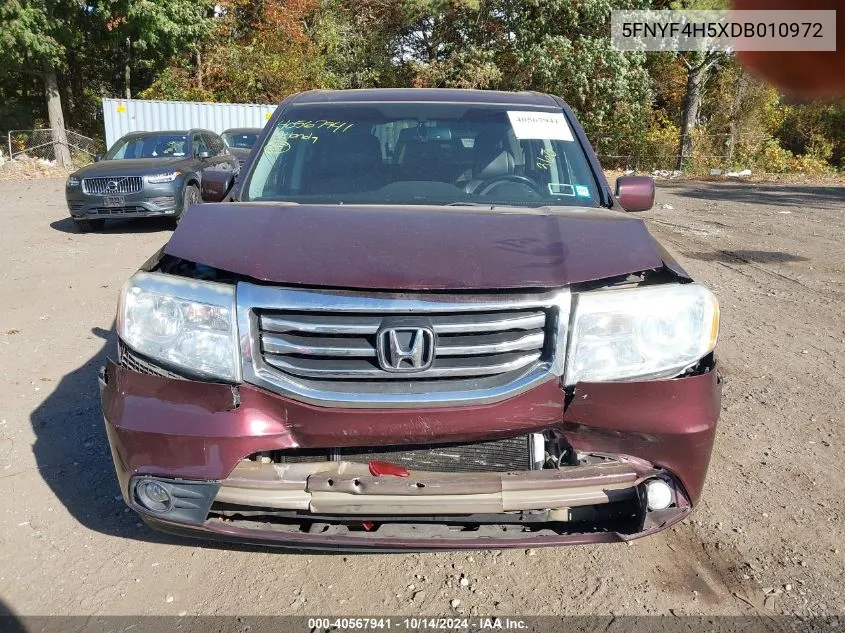 2013 Honda Pilot Ex-L VIN: 5FNYF4H5XDB010972 Lot: 40567941