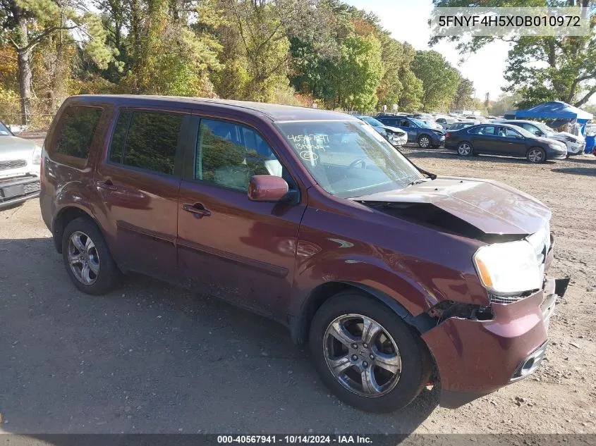 2013 Honda Pilot Ex-L VIN: 5FNYF4H5XDB010972 Lot: 40567941