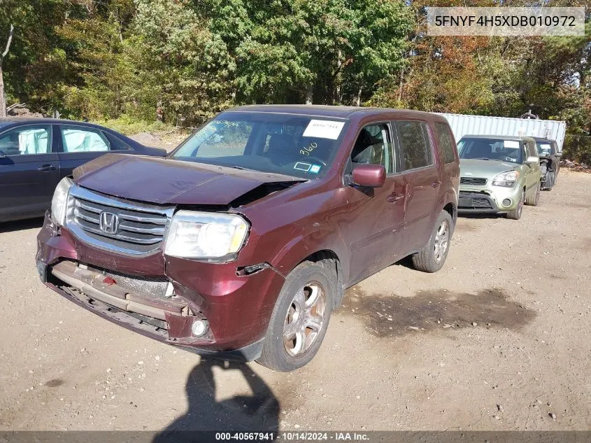 2013 Honda Pilot Ex-L VIN: 5FNYF4H5XDB010972 Lot: 40567941