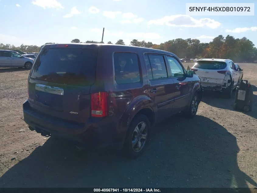 5FNYF4H5XDB010972 2013 Honda Pilot Ex-L