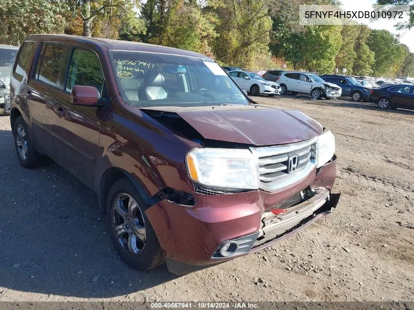 2013 Honda Pilot Ex-L VIN: 5FNYF4H5XDB010972 Lot: 40567941