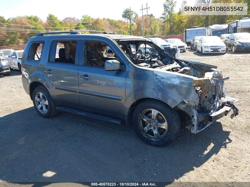 2013 Honda Pilot Ex-L VIN: 5FNYF4H51DB055542 Lot: 40570223