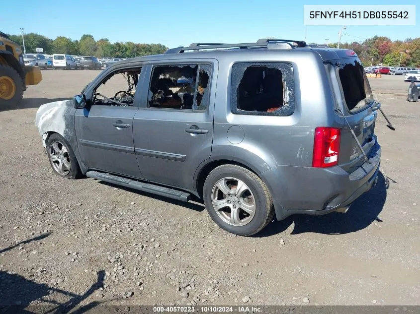 2013 Honda Pilot Ex-L VIN: 5FNYF4H51DB055542 Lot: 40570223