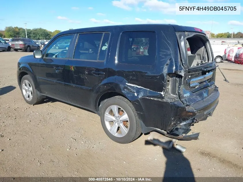 2013 Honda Pilot Ex VIN: 5FNYF4H49DB045705 Lot: 40572545