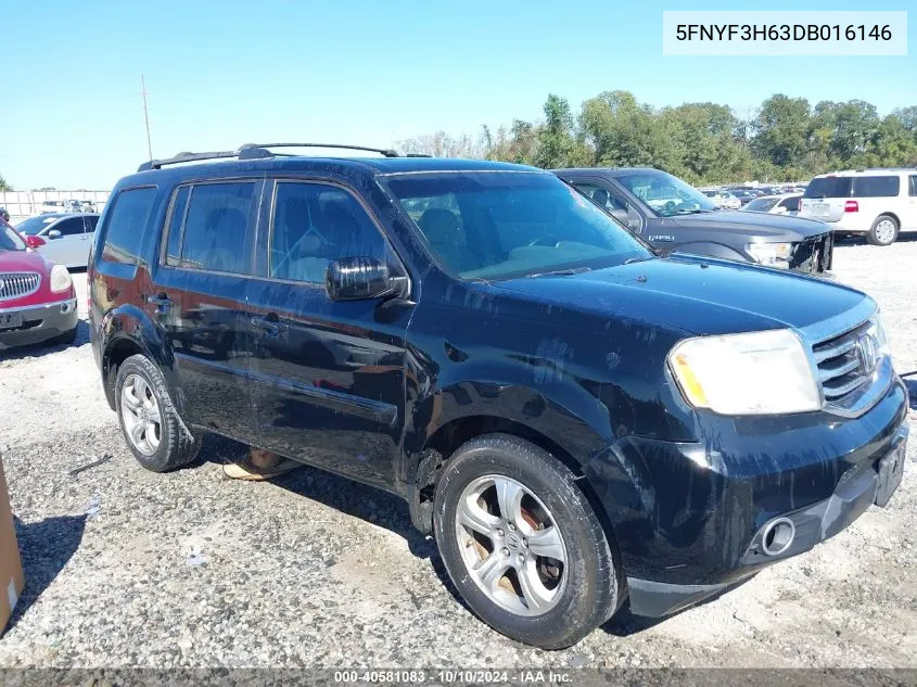 2013 Honda Pilot Ex-L VIN: 5FNYF3H63DB016146 Lot: 40581083