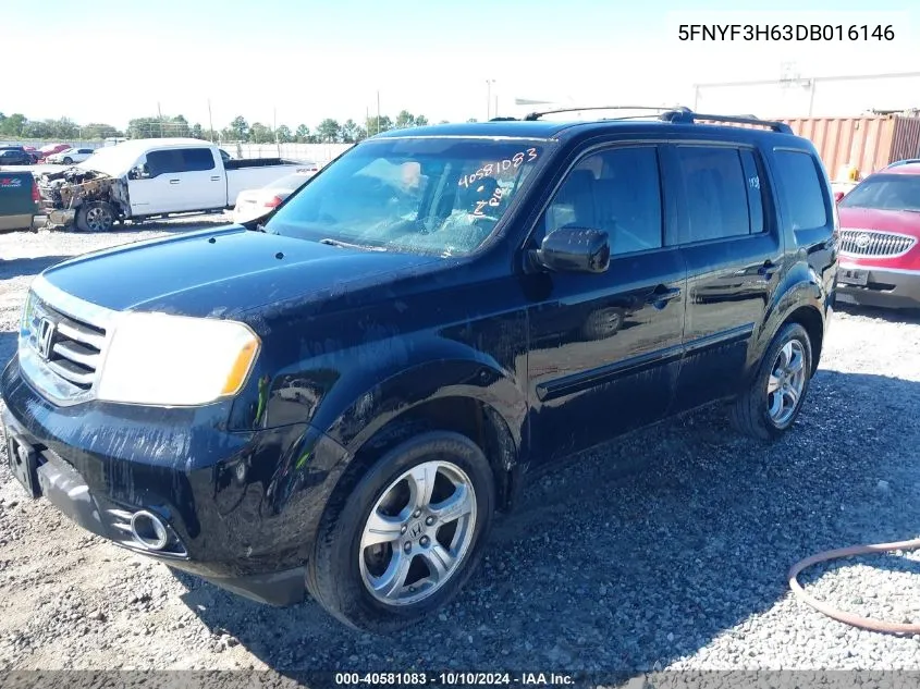 2013 Honda Pilot Ex-L VIN: 5FNYF3H63DB016146 Lot: 40581083