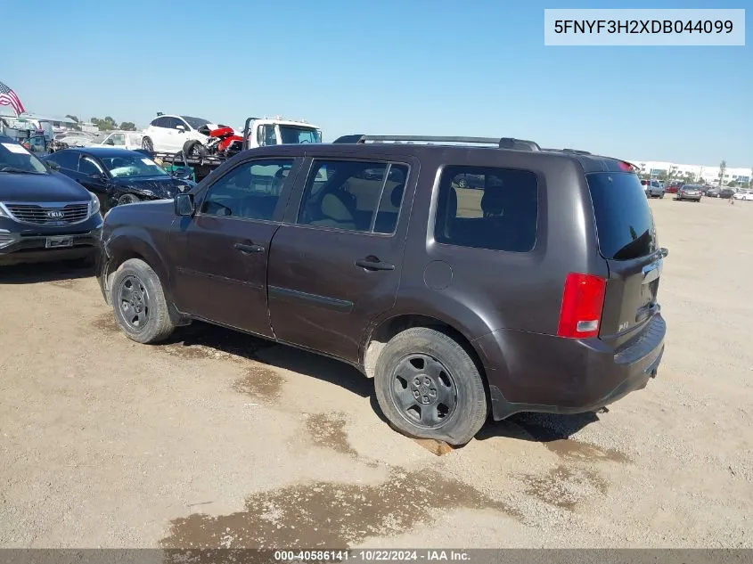 2013 Honda Pilot Lx VIN: 5FNYF3H2XDB044099 Lot: 40586141