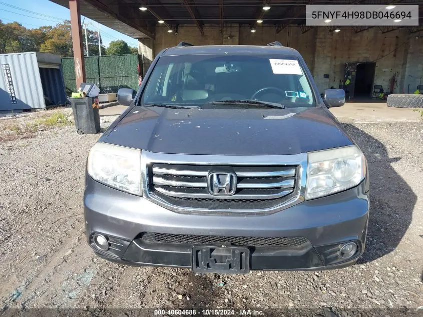 2013 Honda Pilot Touring VIN: 5FNYF4H98DB046694 Lot: 40604688