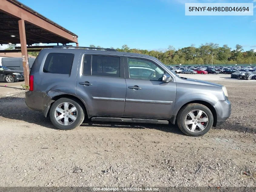 2013 Honda Pilot Touring VIN: 5FNYF4H98DB046694 Lot: 40604688