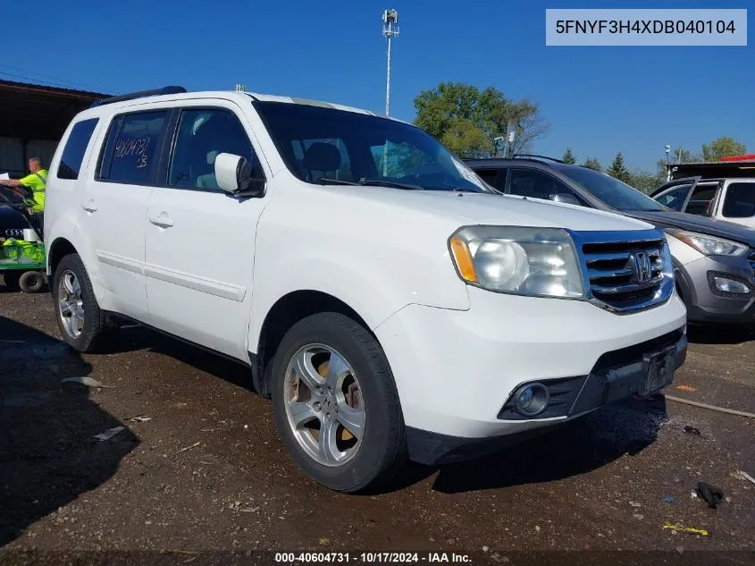 2013 Honda Pilot Ex VIN: 5FNYF3H4XDB040104 Lot: 40604731