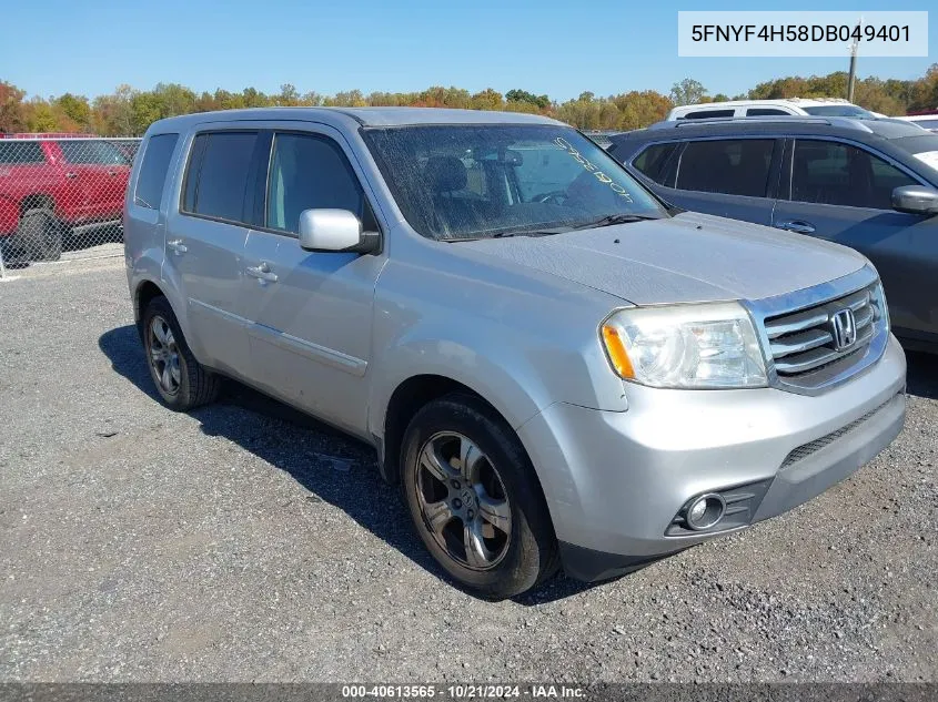 2013 Honda Pilot Ex-L VIN: 5FNYF4H58DB049401 Lot: 40613565