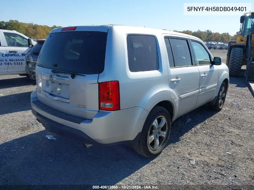 2013 Honda Pilot Ex-L VIN: 5FNYF4H58DB049401 Lot: 40613565