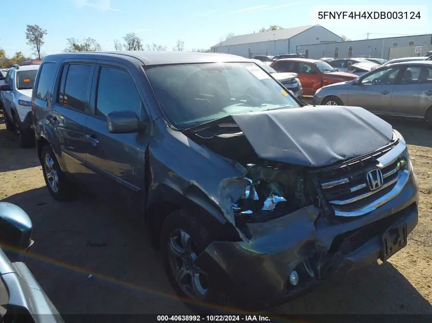 2013 Honda Pilot Ex VIN: 5FNYF4H4XDB003124 Lot: 40638992