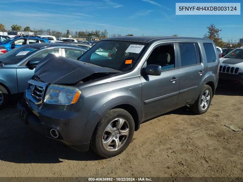 2013 Honda Pilot Ex VIN: 5FNYF4H4XDB003124 Lot: 40638992