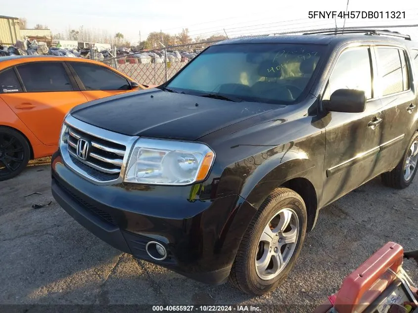 2013 Honda Pilot Ex-L VIN: 5FNYF4H57DB011321 Lot: 40655927