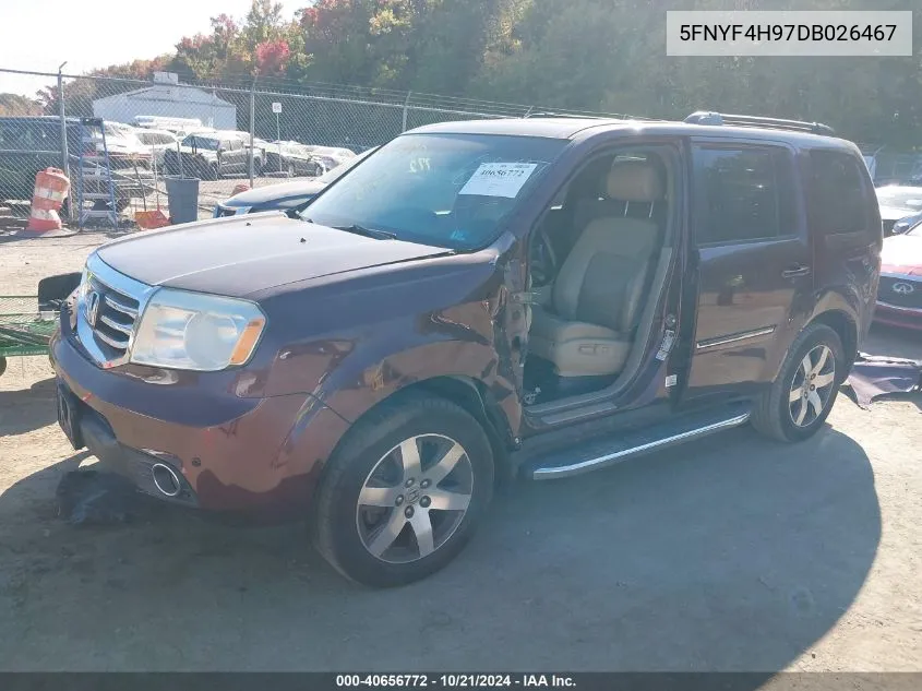 2013 Honda Pilot Touring VIN: 5FNYF4H97DB026467 Lot: 40656772