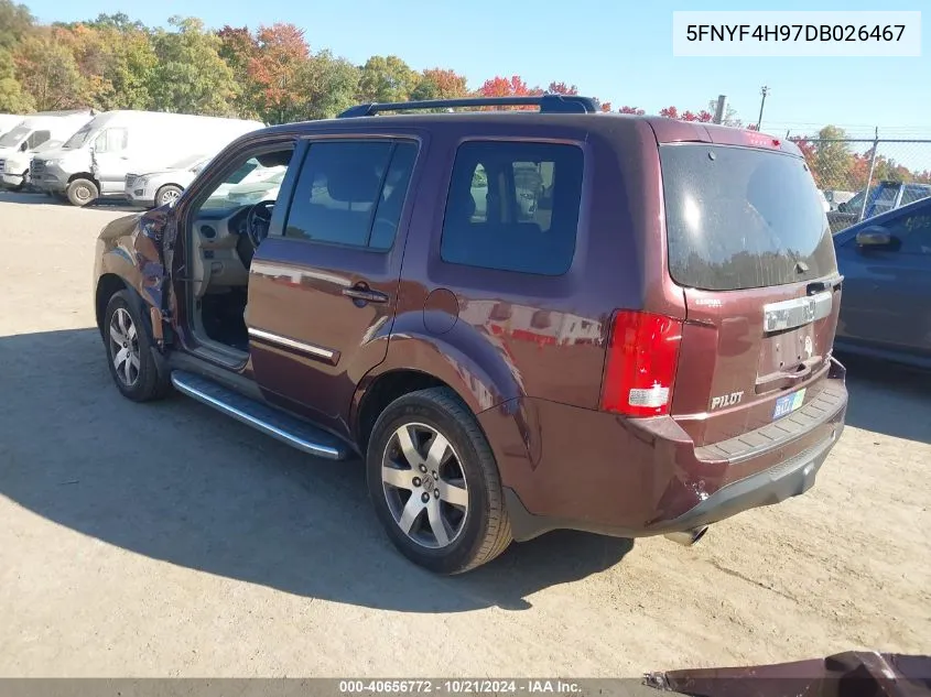 2013 Honda Pilot Touring VIN: 5FNYF4H97DB026467 Lot: 40656772